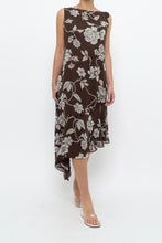 Load image into Gallery viewer, Vintage x Silk Brown Floral Midi Dress (L)