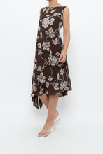 Load image into Gallery viewer, Vintage x Silk Brown Floral Midi Dress (L)