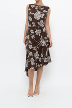 Load image into Gallery viewer, Vintage x Silk Brown Floral Midi Dress (L)