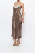 Load image into Gallery viewer, Vintage x JONES NY Light Brown Lace Satin Midi Dress (S, M)