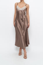 Load image into Gallery viewer, Vintage x JONES NY Light Brown Lace Satin Midi Dress (S, M)