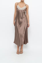 Load image into Gallery viewer, Vintage x JONES NY Light Brown Lace Satin Midi Dress (S, M)