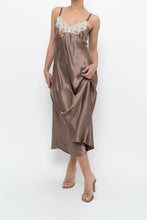 Load image into Gallery viewer, Vintage x JONES NY Light Brown Lace Satin Midi Dress (S, M)