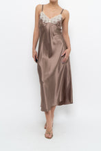 Load image into Gallery viewer, Vintage x JONES NY Light Brown Lace Satin Midi Dress (S, M)