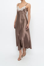 Load image into Gallery viewer, Vintage x JONES NY Light Brown Lace Satin Midi Dress (S, M)