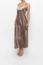 Load image into Gallery viewer, Vintage x JONES NY Light Brown Lace Satin Midi Dress (S, M)