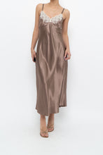Load image into Gallery viewer, Vintage x JONES NY Light Brown Lace Satin Midi Dress (S, M)