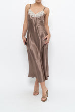 Load image into Gallery viewer, Vintage x JONES NY Light Brown Lace Satin Midi Dress (S, M)