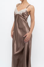 Load image into Gallery viewer, Vintage x JONES NY Light Brown Lace Satin Midi Dress (S, M)
