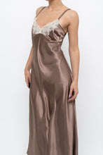Load image into Gallery viewer, Vintage x JONES NY Light Brown Lace Satin Midi Dress (S, M)