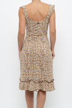 Load image into Gallery viewer, Vintage x Brown, Beige Floral Stretchy Midi Dress (M)