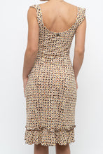 Load image into Gallery viewer, Vintage x Brown, Beige Floral Stretchy Midi Dress (M)