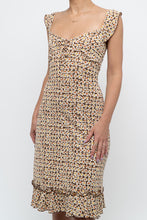 Load image into Gallery viewer, Vintage x Brown, Beige Floral Stretchy Midi Dress (M)