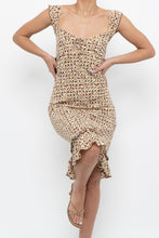 Load image into Gallery viewer, Vintage x Brown, Beige Floral Stretchy Midi Dress (M)