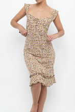 Load image into Gallery viewer, Vintage x Brown, Beige Floral Stretchy Midi Dress (M)
