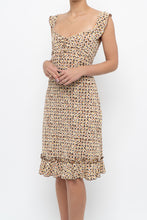 Load image into Gallery viewer, Vintage x Brown, Beige Floral Stretchy Midi Dress (M)