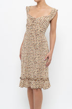 Load image into Gallery viewer, Vintage x Brown, Beige Floral Stretchy Midi Dress (M)