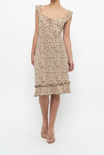 Load image into Gallery viewer, Vintage x Brown, Beige Floral Stretchy Midi Dress (M)