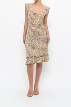 Load image into Gallery viewer, Vintage x Brown, Beige Floral Stretchy Midi Dress (M)