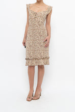 Load image into Gallery viewer, Vintage x Brown, Beige Floral Stretchy Midi Dress (M)