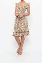 Load image into Gallery viewer, Vintage x Brown, Beige Floral Stretchy Midi Dress (M)
