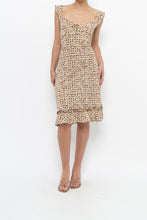 Load image into Gallery viewer, Vintage x Brown, Beige Floral Stretchy Midi Dress (M)