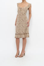Load image into Gallery viewer, Vintage x Brown, Beige Floral Stretchy Midi Dress (M)