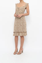 Load image into Gallery viewer, Vintage x Brown, Beige Floral Stretchy Midi Dress (M)