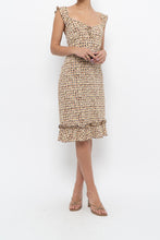 Load image into Gallery viewer, Vintage x Brown, Beige Floral Stretchy Midi Dress (M)