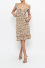 Load image into Gallery viewer, Vintage x Brown, Beige Floral Stretchy Midi Dress (M)