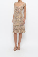 Load image into Gallery viewer, Vintage x Brown, Beige Floral Stretchy Midi Dress (M)
