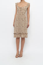 Load image into Gallery viewer, Vintage x Brown, Beige Floral Stretchy Midi Dress (M)