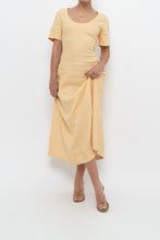 Load image into Gallery viewer, Vintage x CLUB MONACO Honey Yellow Linen Midi Dress (M)