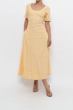 Load image into Gallery viewer, Vintage x CLUB MONACO Honey Yellow Linen Midi Dress (M)