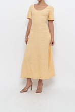 Load image into Gallery viewer, Vintage x CLUB MONACO Honey Yellow Linen Midi Dress (M)
