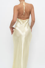 Load image into Gallery viewer, Vintage x LA VIE EN ROSE Yellow Satin Halter Maxi Dress (M)