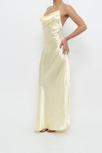 Load image into Gallery viewer, Vintage x LA VIE EN ROSE Yellow Satin Halter Maxi Dress (M)