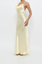 Load image into Gallery viewer, Vintage x LA VIE EN ROSE Yellow Satin Halter Maxi Dress (M)