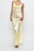 Load image into Gallery viewer, Vintage x LA VIE EN ROSE Yellow Satin Halter Maxi Dress (M)