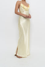 Load image into Gallery viewer, Vintage x LA VIE EN ROSE Yellow Satin Halter Maxi Dress (M)
