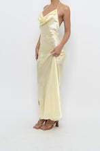 Load image into Gallery viewer, Vintage x LA VIE EN ROSE Yellow Satin Halter Maxi Dress (M)