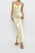 Load image into Gallery viewer, Vintage x LA VIE EN ROSE Yellow Satin Halter Maxi Dress (M)