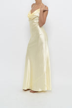 Load image into Gallery viewer, Vintage x LA VIE EN ROSE Yellow Satin Halter Maxi Dress (M)