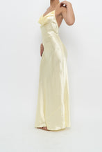 Load image into Gallery viewer, Vintage x LA VIE EN ROSE Yellow Satin Halter Maxi Dress (M)