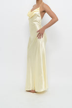 Load image into Gallery viewer, Vintage x LA VIE EN ROSE Yellow Satin Halter Maxi Dress (M)