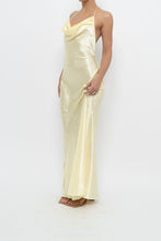 Load image into Gallery viewer, Vintage x LA VIE EN ROSE Yellow Satin Halter Maxi Dress (M)