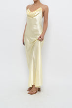 Load image into Gallery viewer, Vintage x LA VIE EN ROSE Yellow Satin Halter Maxi Dress (M)