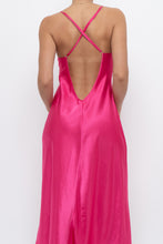 Load image into Gallery viewer, Vintage x Hot Pink Satin Lace Bow Midi Dress (S)