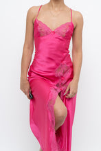 Load image into Gallery viewer, Vintage x Hot Pink Satin Lace Bow Midi Dress (S)