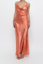 Load image into Gallery viewer, Vintage x Coral Paisley Satin Halter Maxi Dress (M)